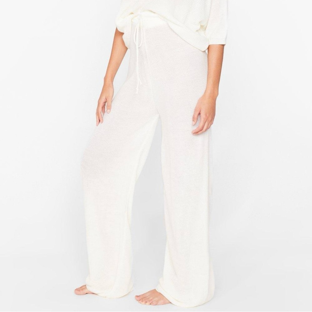 NWOT Nasty Gal Cozy Knit Lounge Pants White Women’s Medium